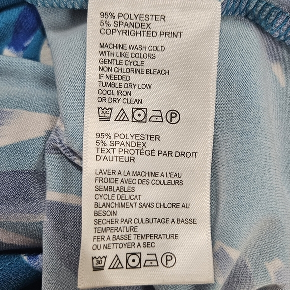 Tommy Bahama Clara Blue Botanical Blitz Palm Leaf Ruched Moc Wrap Dress Beach XL - Picture 10 of 16